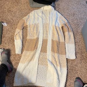 Long neutral colored cardigan